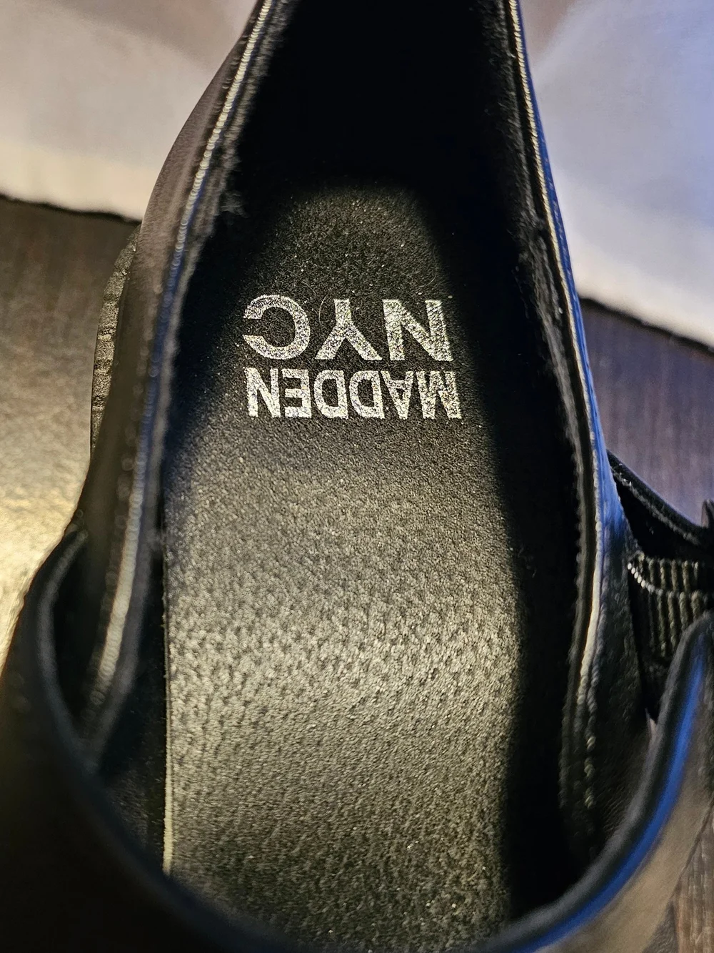 Madden NYC Thompkins black chunky platform Mary Jane shoes.